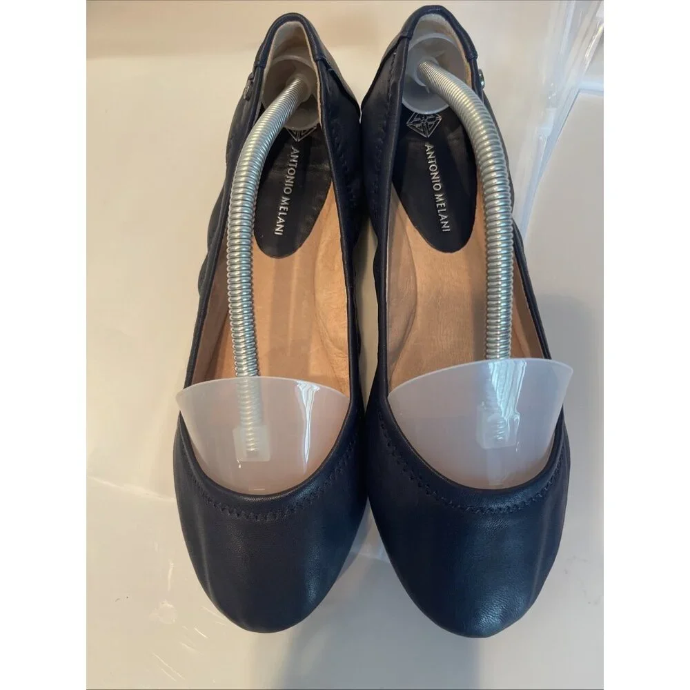 Antonio Melani Navy Blue Ballet Flats Women's Size 7.5‎ Leather Slip-ons Soft